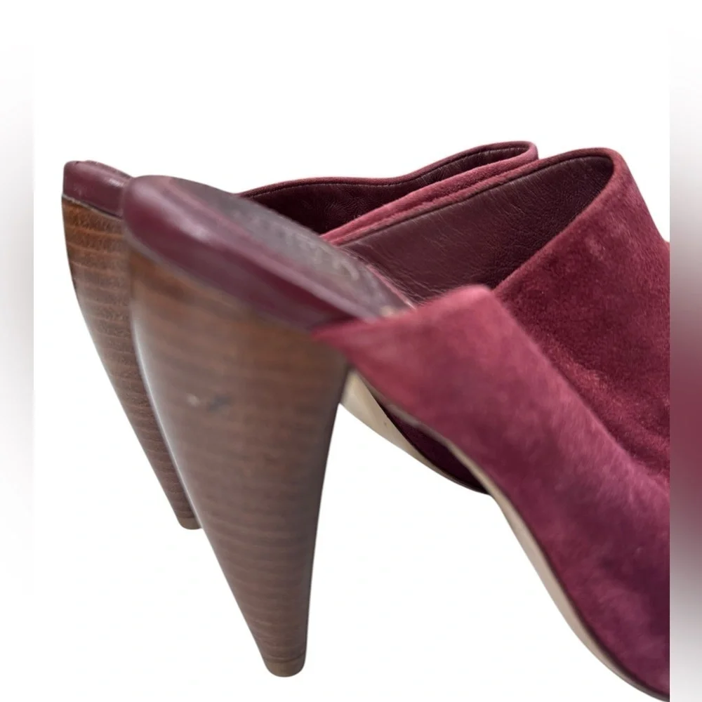 Tory Burch maroon burgundy Ellis stacked heel mule